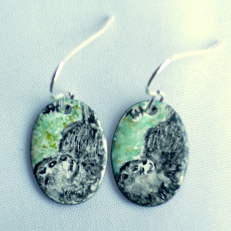earrings: painted enamel - otter