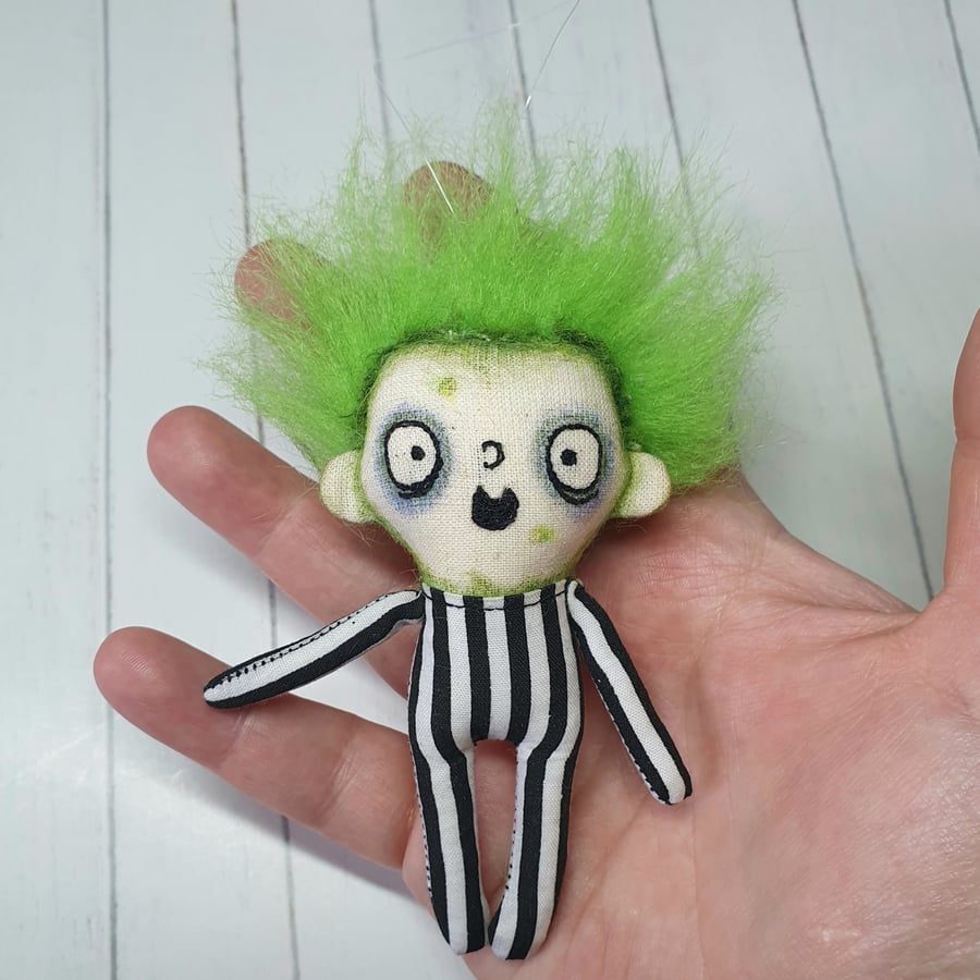 CUSTOM FOR RACHEL Beetlejuice Inspired Art Doll