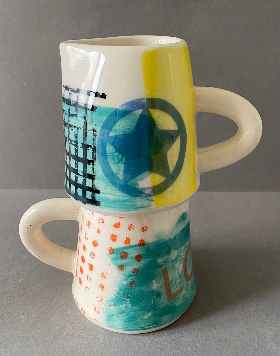 Turquoise jug ceramic jug set. Folksy