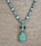 green ceramic and lampwork glass pendant necklace - Image 5