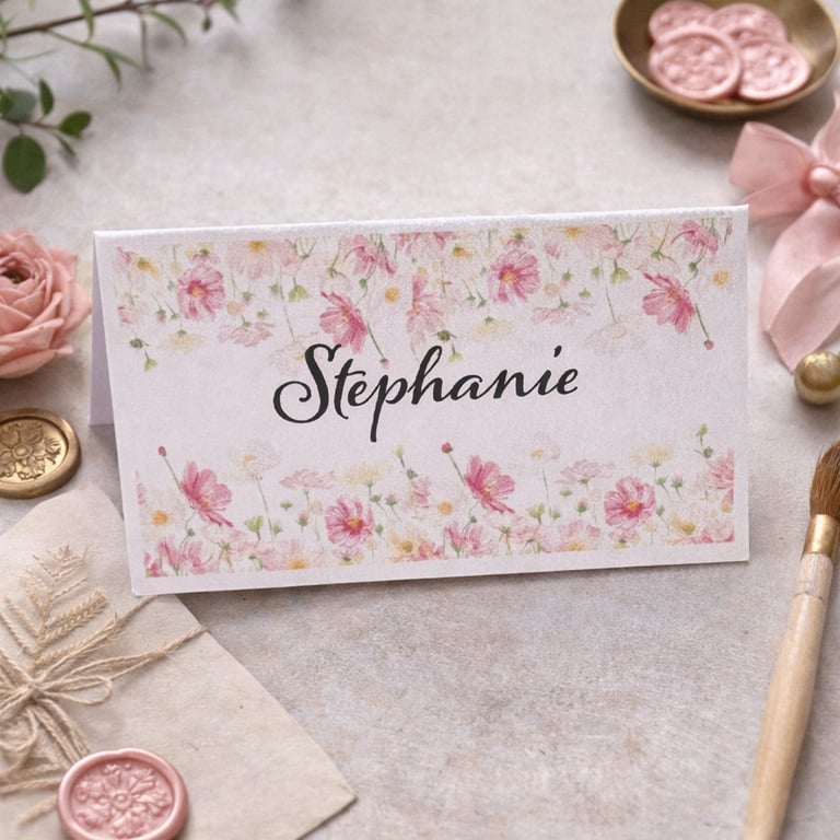 Painterly Floral Wedding Place Name Cards – Personalised Table Names