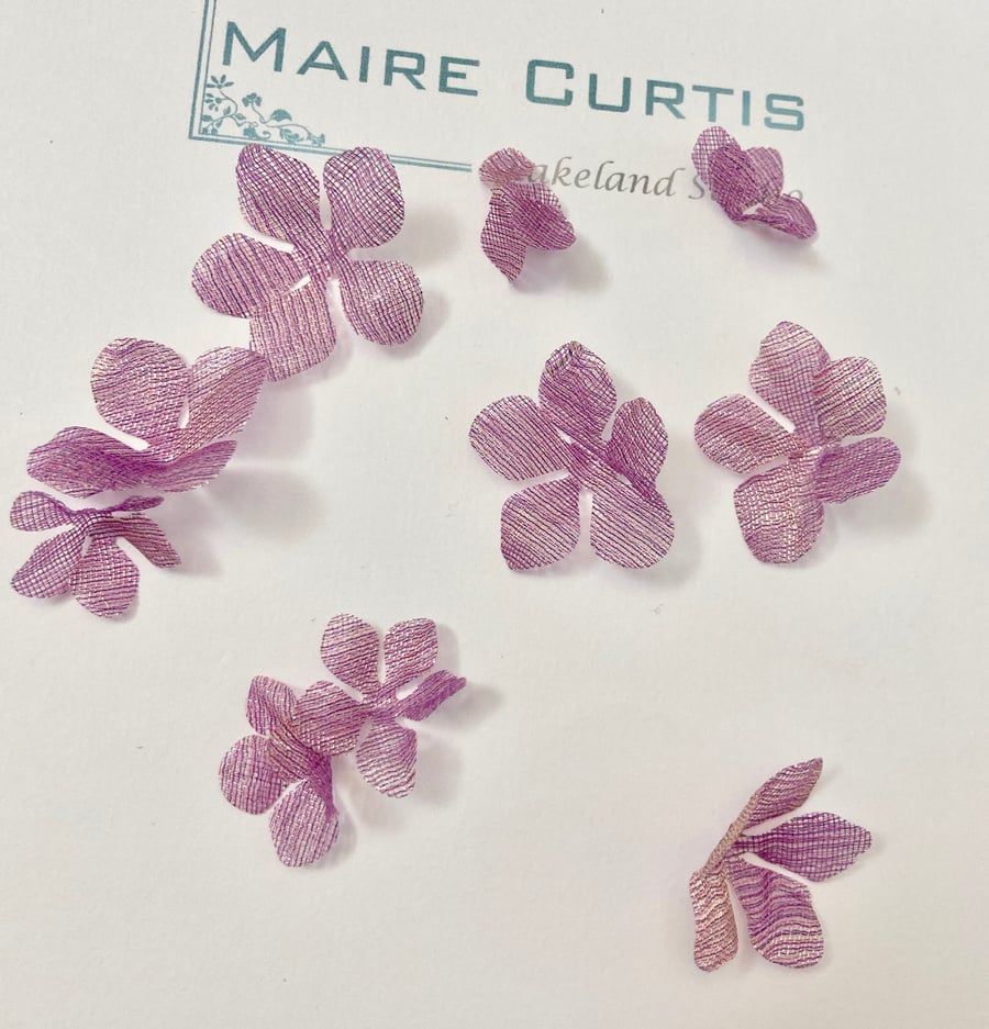 Metallic Silk Organza Violet Gold Apple Blossom Flowers