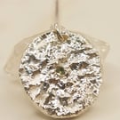 Reticulated Sterling Silver Pendant with Green Sapphire