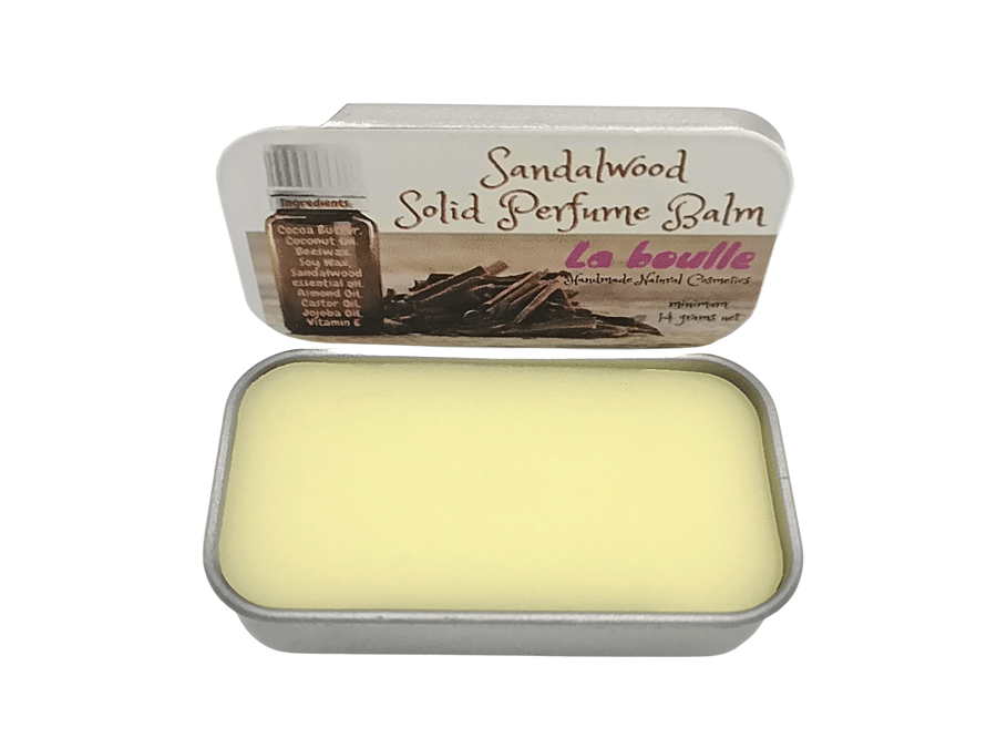 Sandalwood Solid Natural Perfume Balm. For sensitive skin. Handmade. UK.