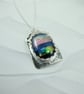 Aurora Seascape Necklace, Sterling Silver and Glass Artisan Pendant  - Image 4