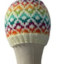 Multi coloured diamond hat, stranded beanie, Norwegian toque, Scandinavian skull - Image 3