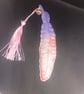 Resin feather bookmarks pink & blue Omber ,Tassel detail - Image 2