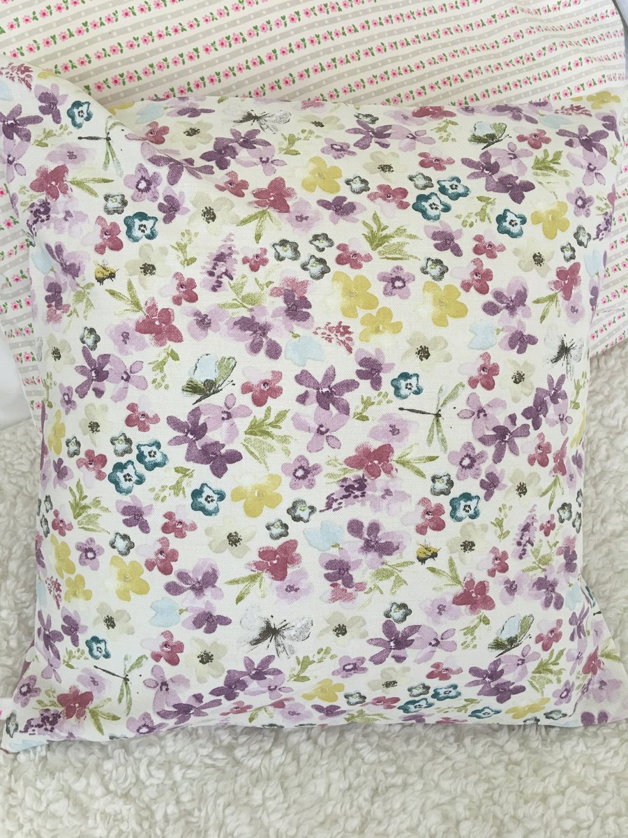 Purple floral design cotton fabric Cushion cover 