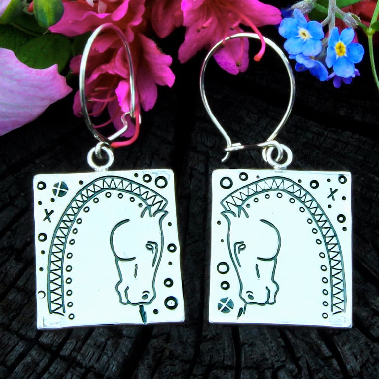 Handmade horse earrings, inspired by the Elgin Marbles and Roman horse sculpture