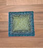 Large coaster with anti-slip feet - dark teal and lime mix pattern  - Image 1