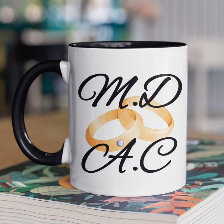 Couples Initial Personalised Engagement Wedding Mug Valentines Anniversary Gift 