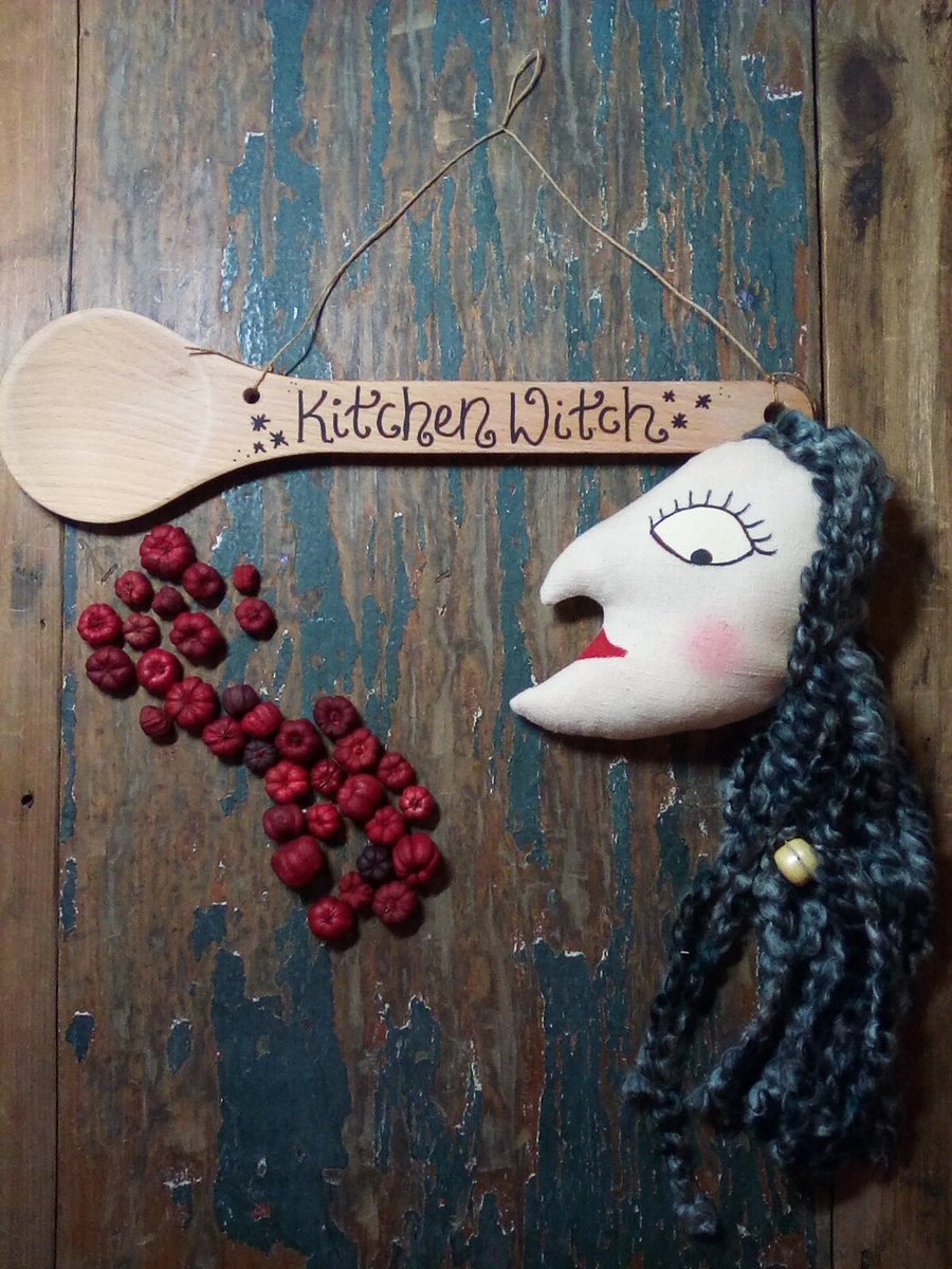 Kitchen Witch folk art, primitive, witch, Yule hanging,kitchen decor