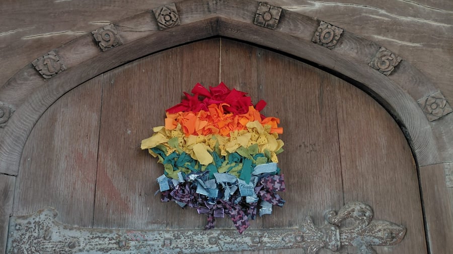 Pride Flag Rag Wreath 10inches