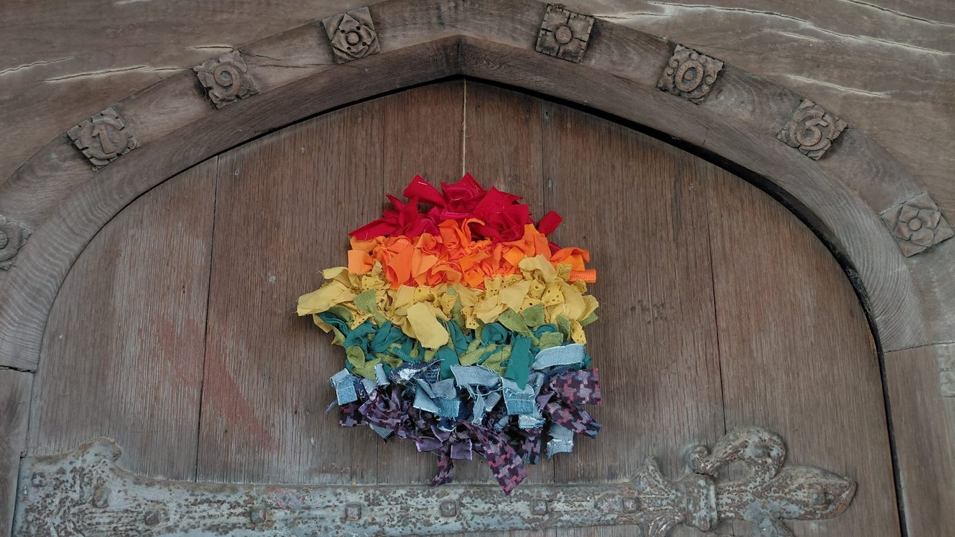 Pride Flag Rag Wreath 10inches
