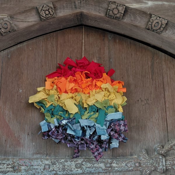 Pride Flag Rag Wreath 10inches