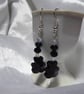  Crystal Glass Teddy Bear Earrings Black - Image 2