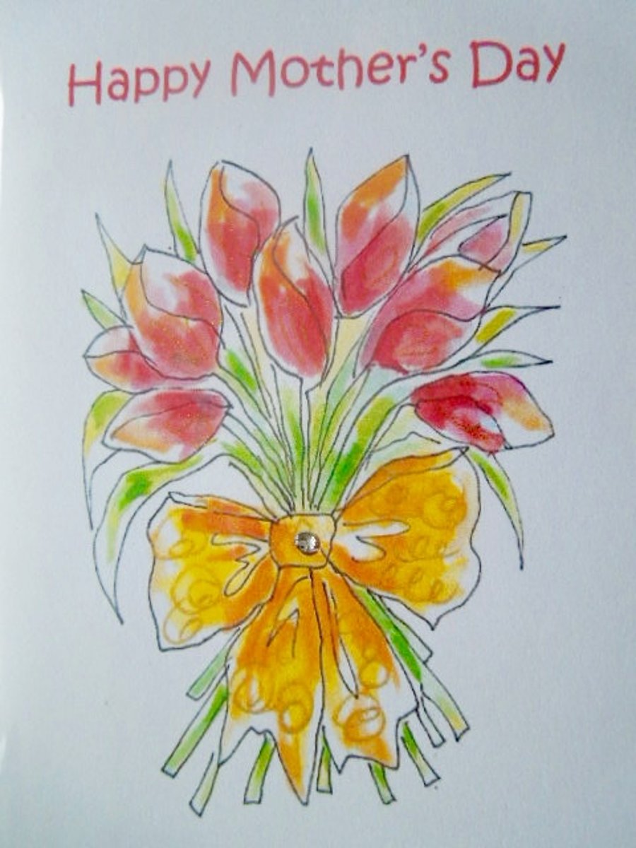 Handmade Mother's Day blank greetings card with envelope.