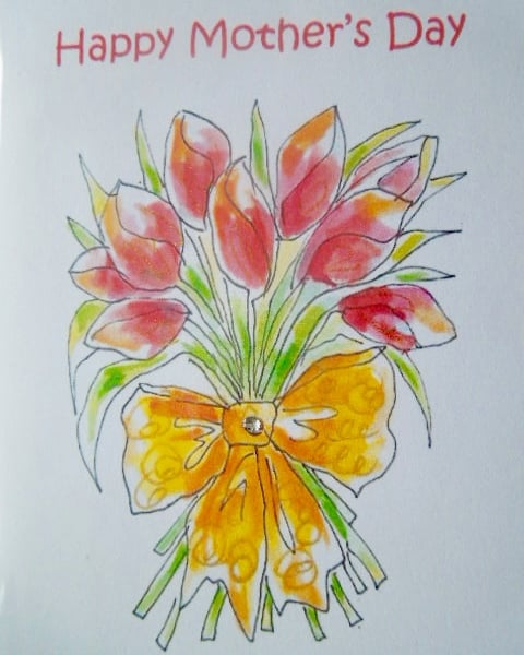 Handmade Mother's Day blank greetings card with envelope.