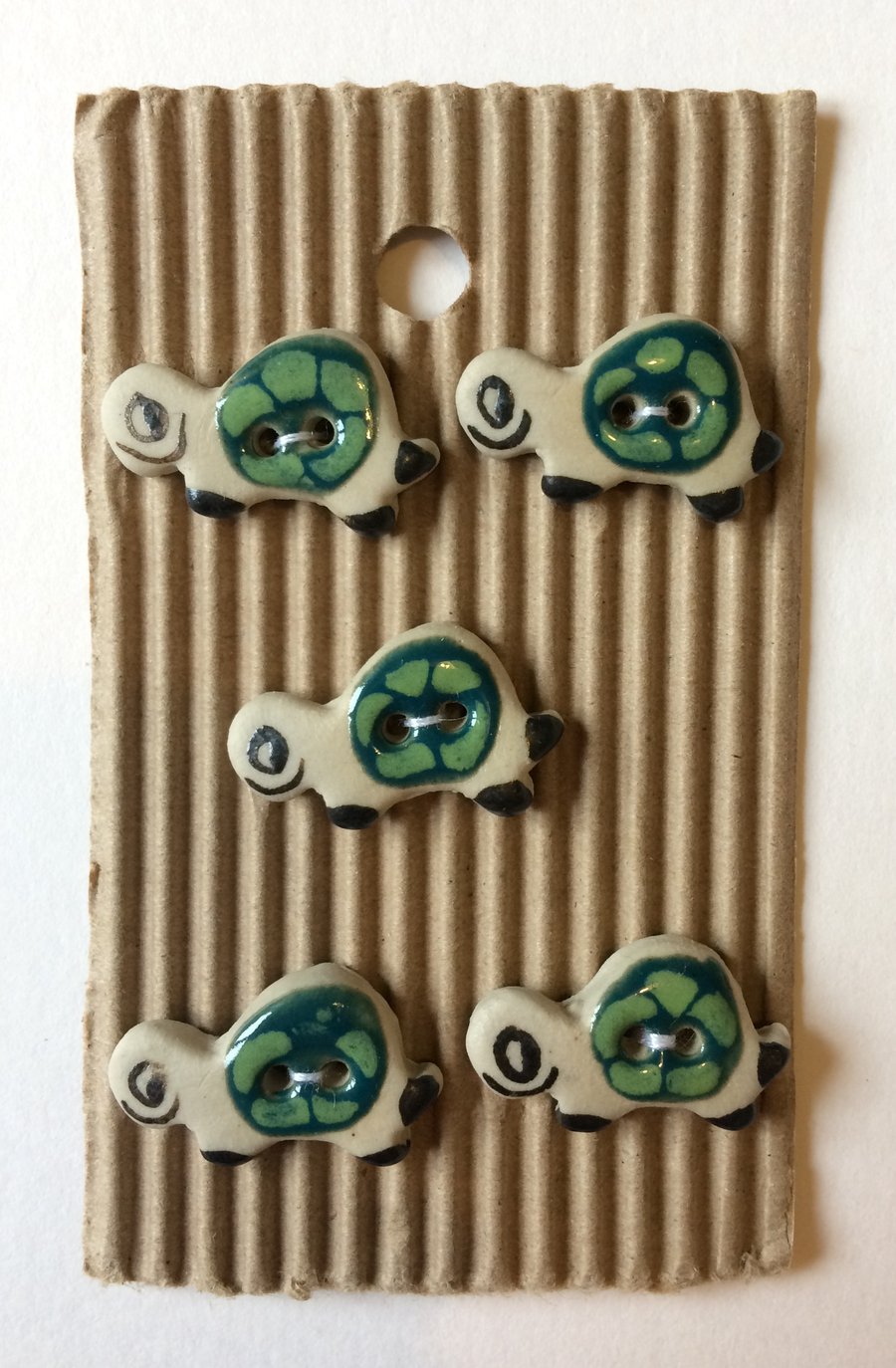 Set of 5 fun ceramic tortoise buttons