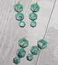Lightweight Aluminium Tin 3-Tiered Hexagon Dangle Earrings, Green & Blue Tones - Image 2