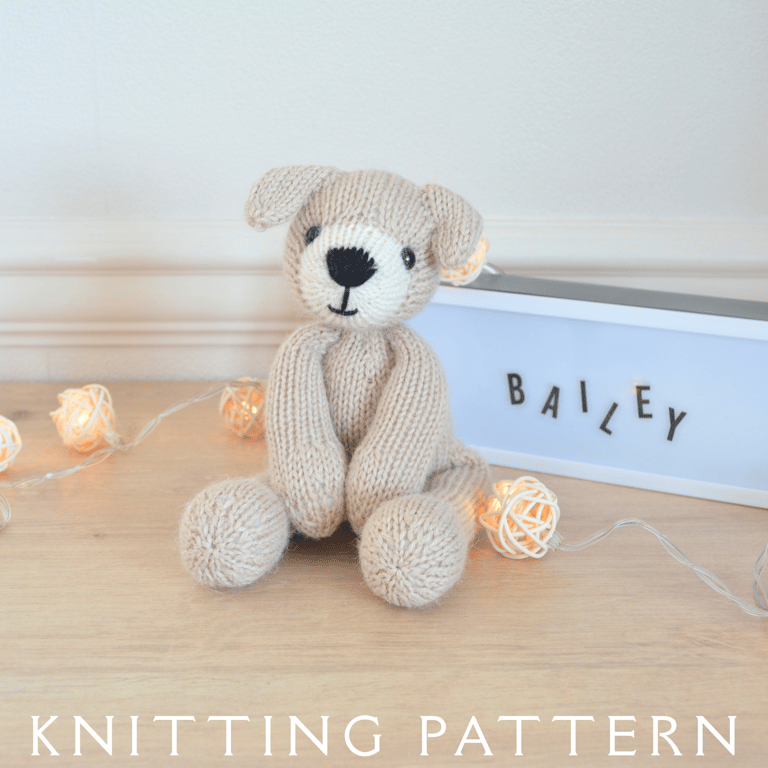 Bailey Dog Soft Toy Knitting Pattern PDF Version By Email