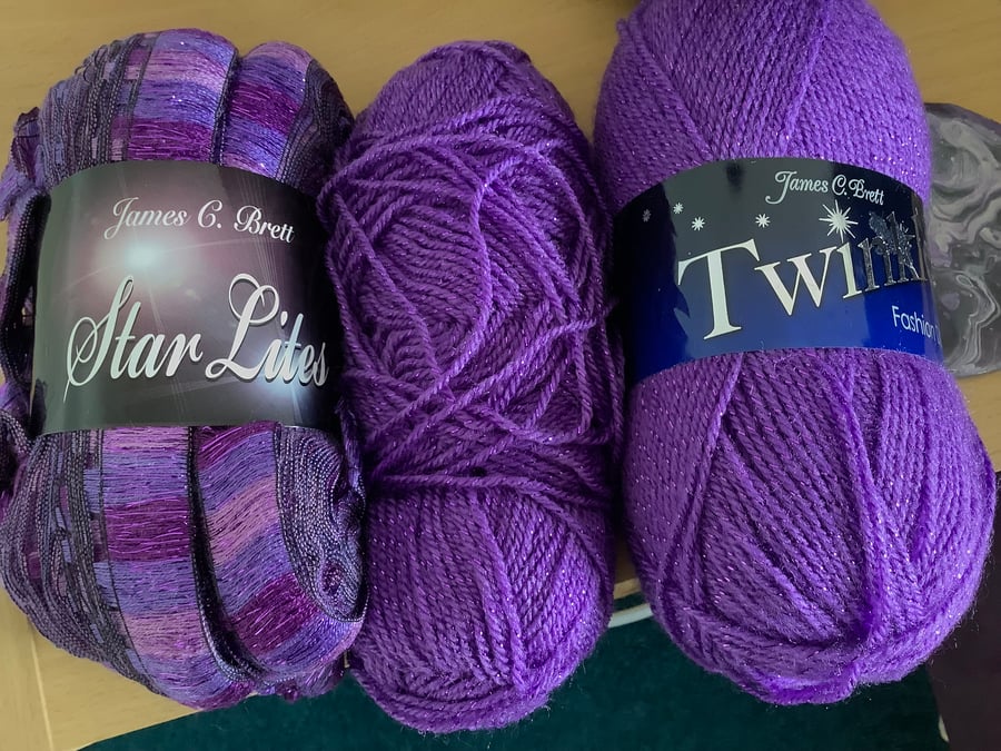 Destash Bundle Star Lites Ribbon Yarn and Twinkle Yarn