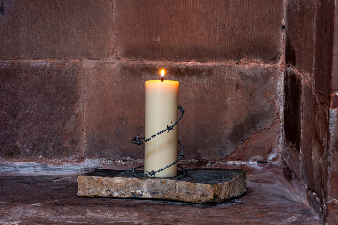Candle in barbed wire print