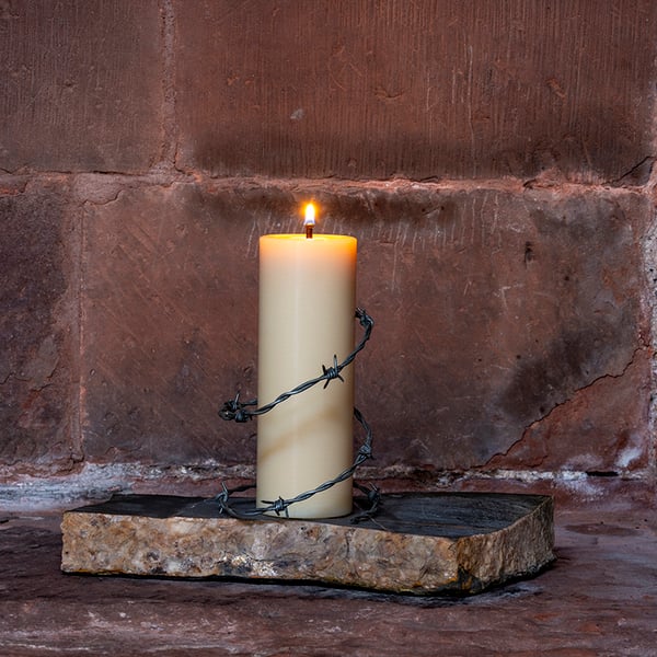 Candle in barbed wire print