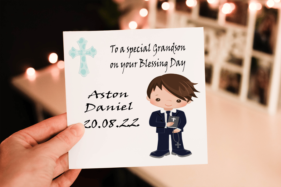 Grandson Blessing Day Card, Congratulations for Naming Day, Naming Day Card