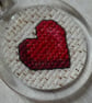 Red Cross Stitch Heart - Round Keyring - Image 2