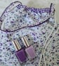 Pretty purple flower drawstring cotton bag