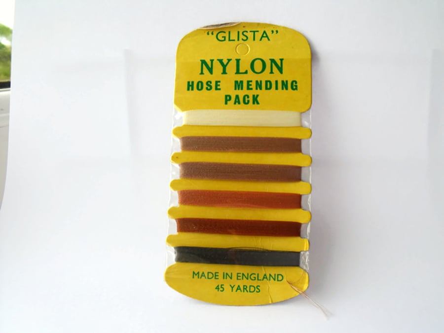 vintage unused Glista nylon hose mending thread, stocking repair thread