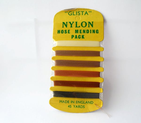 vintage unused Glista nylon hose mending thread, stocking repair thread