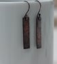 Copper Floral Pattern Rectangle Drop Earrings, gift for her, - Image 3