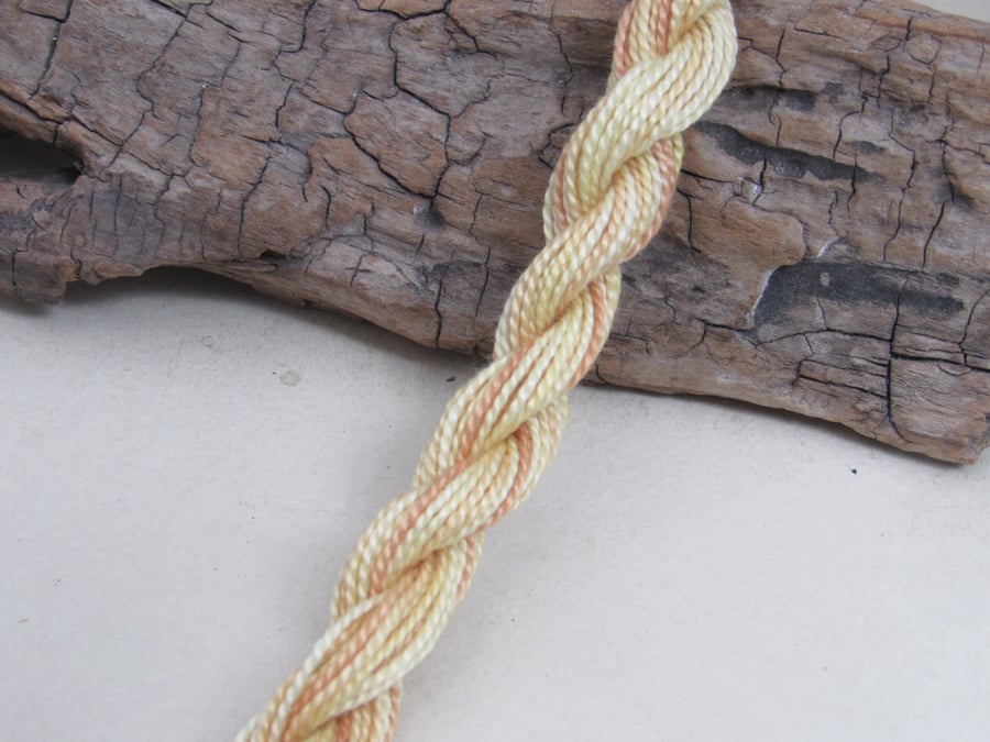 15m Natural Dye Space Dyed Yellow Gold Cotton Perle 5 Thread Floss