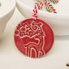 Small red ceramic stag decoration pottery stag Christmas decoration