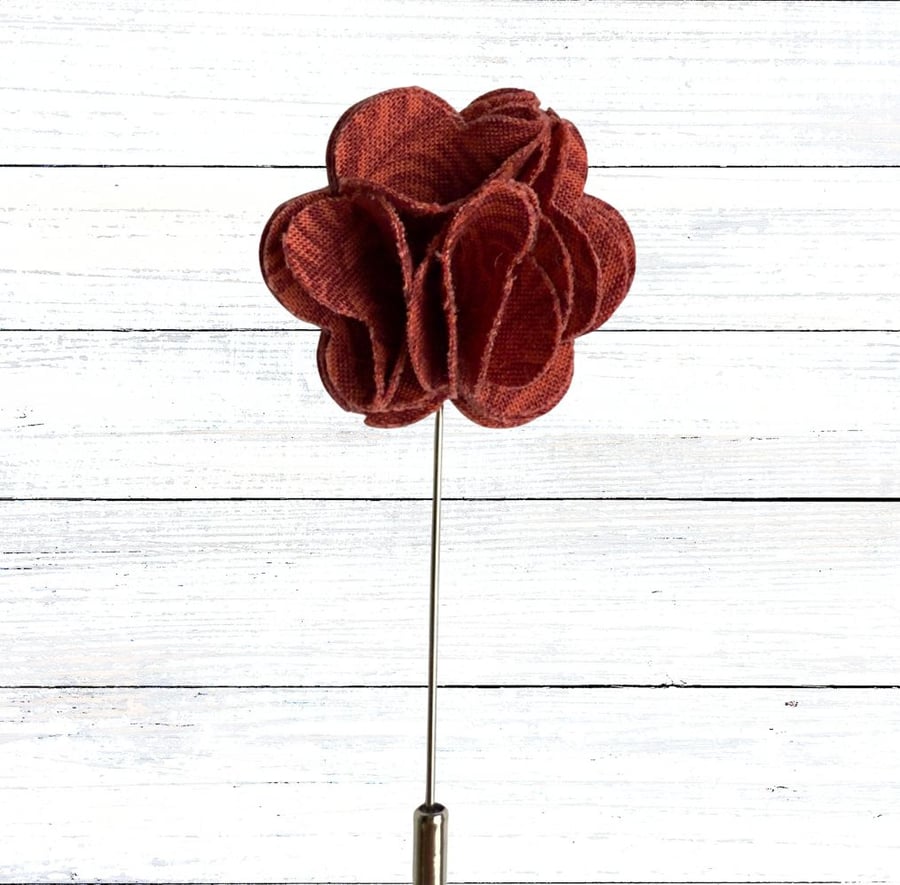 Flower Lapel Pin, Orange Flower, Wedding Buttonhole, Christmas Gift