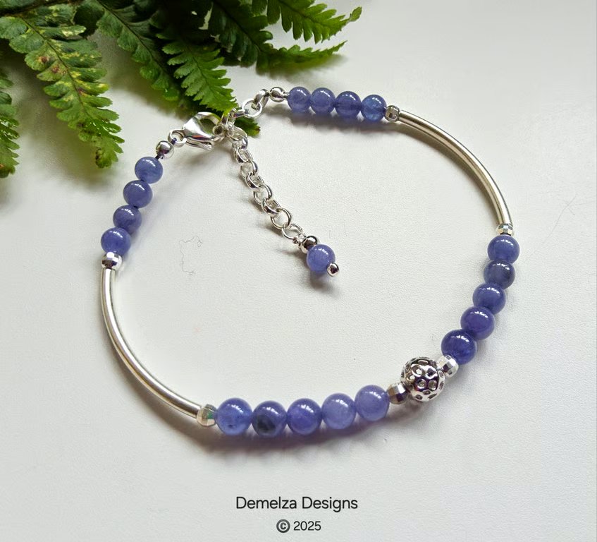Designer A Grade 21ct Tanzanite Sterling Silver Bracelet