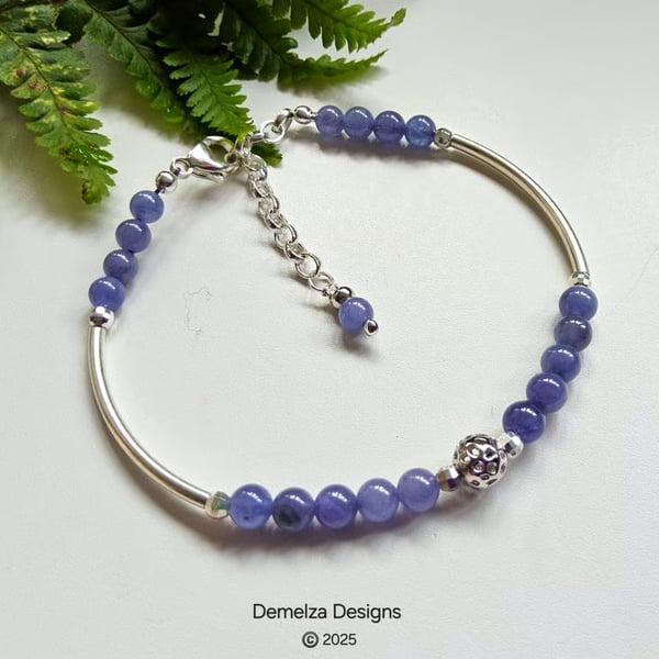 Designer A Grade 21ct Tanzanite Sterling Silver Bracelet