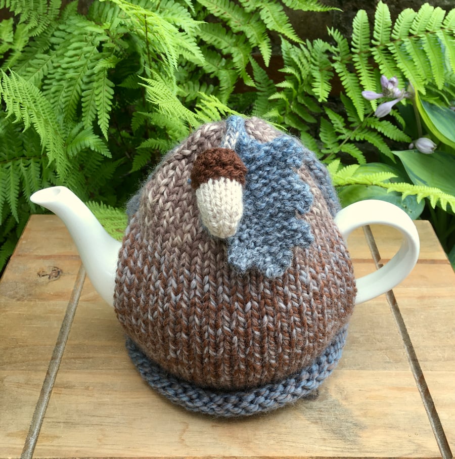 Winter Woodland Tea Cosy, Acorn and Oak Leaf Chunky Teapot Cozy