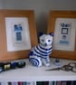 Pretty Patterned Blue & White Handstitched Geometric Small Artworks - Image 5