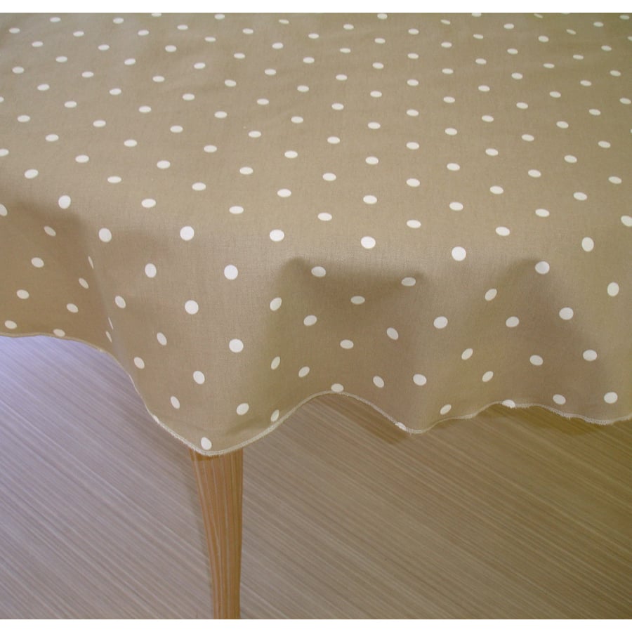 Round Tablecloth 48" Beige Polka Dot