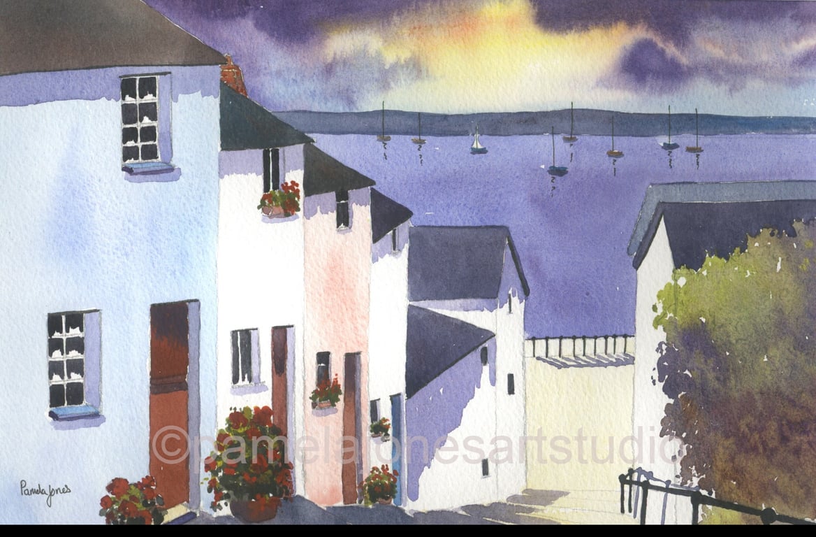 Dickslade, Mumbles, South Wales, A3, Watercolour Print in 20 x 16 '' Mount