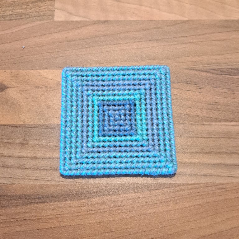 Coaster with anti-slip feet - blue and lilac pattern with glitter highlights