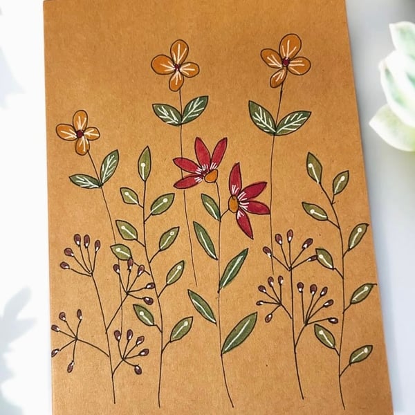 Hand drawn doodle flowers card