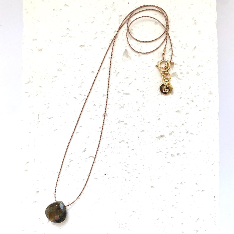 Fine Silk Cord Necklace - Labradorite - Free Personalisation