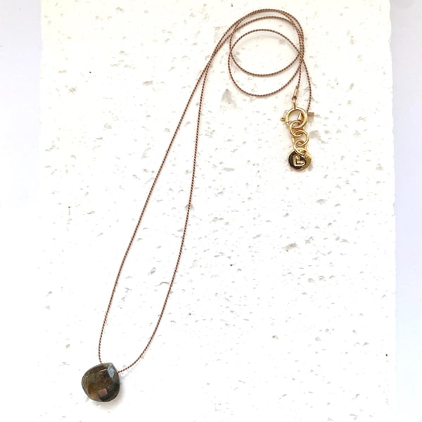 Fine Silk Cord Necklace - Labradorite - Free Personalisation