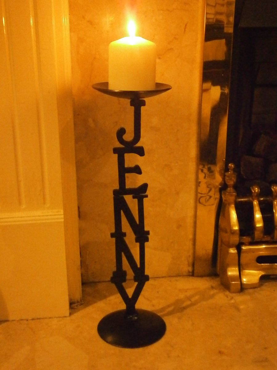Lettered Candle Holder...............................Wrought Iron (Forged Steel)
