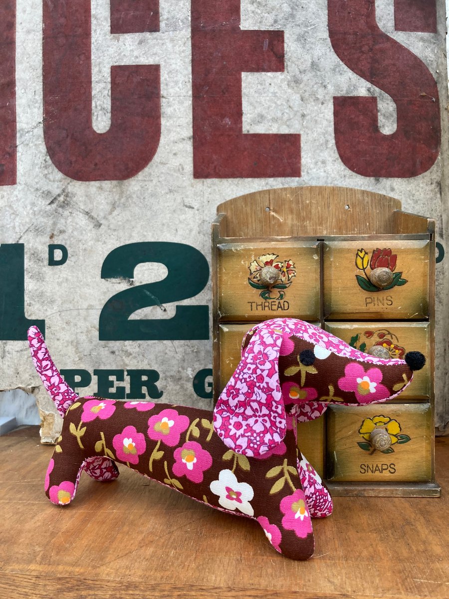 Snossage the Vintage Fabric Sausage Dog