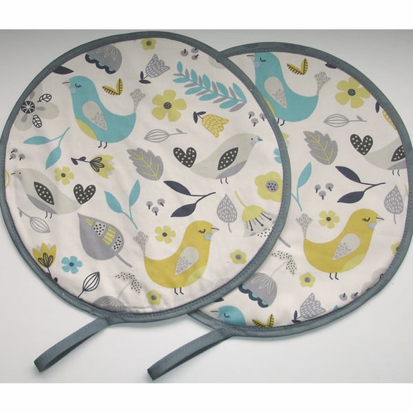 Aga Hob Lid Mats Pads Covers Surface Saver Birds Duck Egg Yellow Grey
